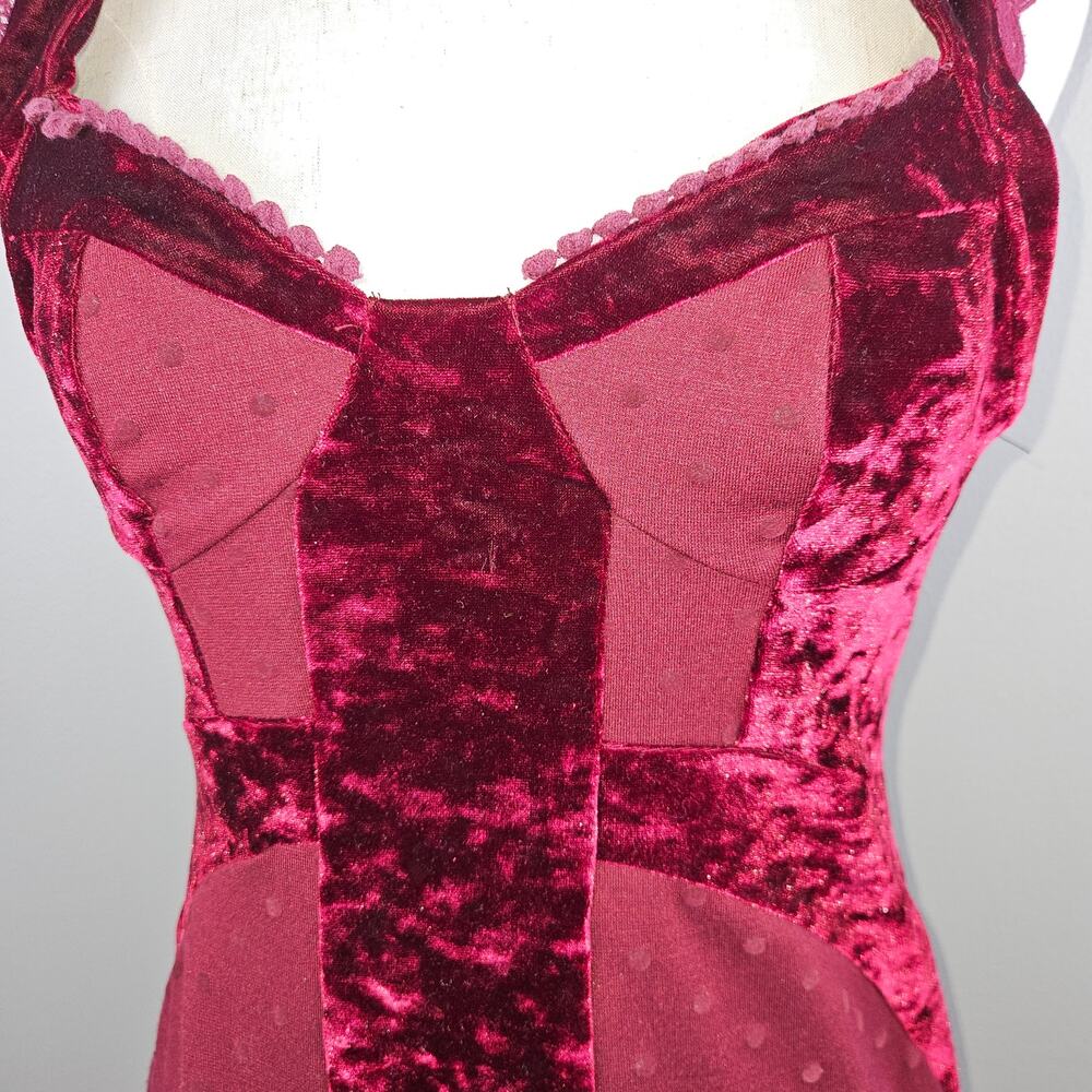 Free People Madeline Polka Dot Velvet Dress Whimsigoth Feminine Size Small - Picture 5 of 10